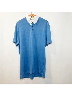 Saks Fifth Avenue Modal Contrast Collar Polo Shirt Large Short Sleeve Modern Fit